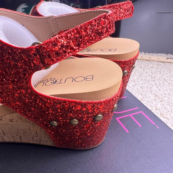 WOMENS CORKYS RED GLITTER WEDGES NIB SIZE 7 - Picture 3 of 13